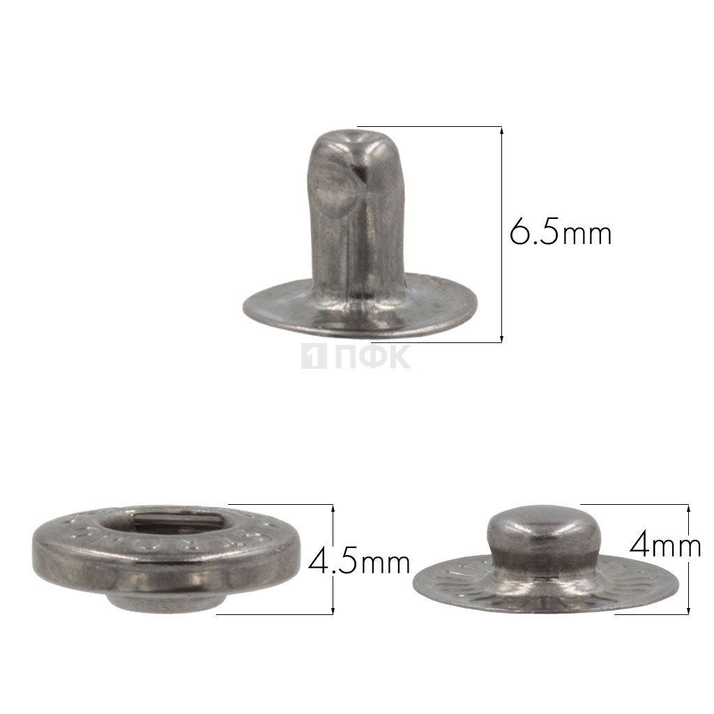 3 Части кнопки для одежды 12,5мм Альфа латунь цв никель тем (уп 1440шт) STRONG