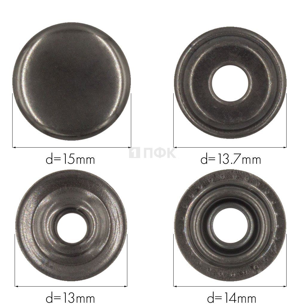 Кнопка для одежды 15мм №61 сталь цв никель тем (уп 720шт) STRONG