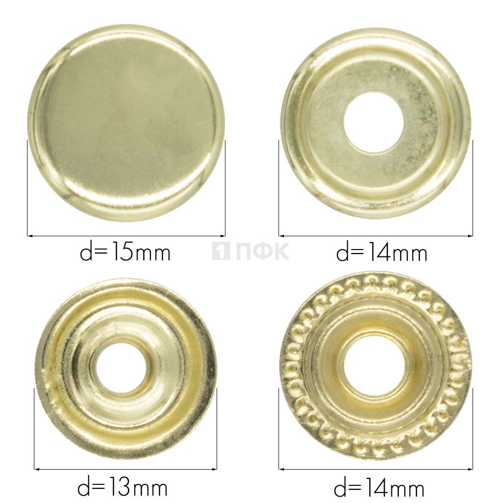 Кнопка для одежды 15мм №61 латунь цв золото (уп 720шт) STRONG