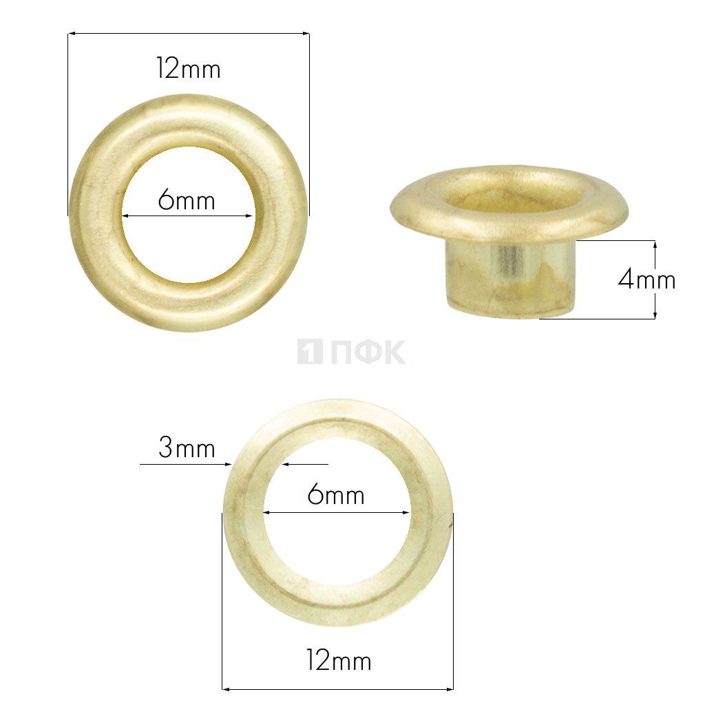 Люверсы №4 6мм сталь цв золото (уп 5000шт) 
