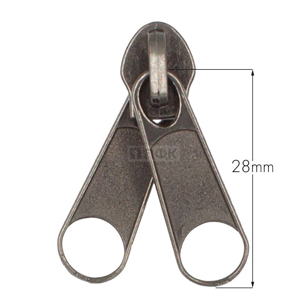 Бегунок для спиральной (витой) молнии тип 5 галант цв никель тем (уп 1000шт/10000шт) ДВОЙНОЙ 4,6гр