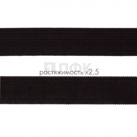 Резинка вязанная 20мм 6.66 гр/м цв черный (рул 40м/уп 600м)
