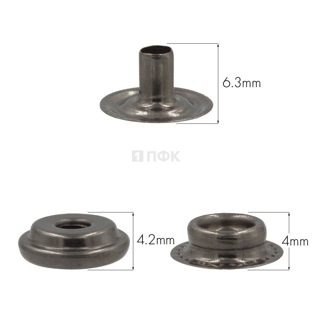 3 Части кнопки для одежды 15мм №61 латунь цв никель тем (уп 720шт) STRONG