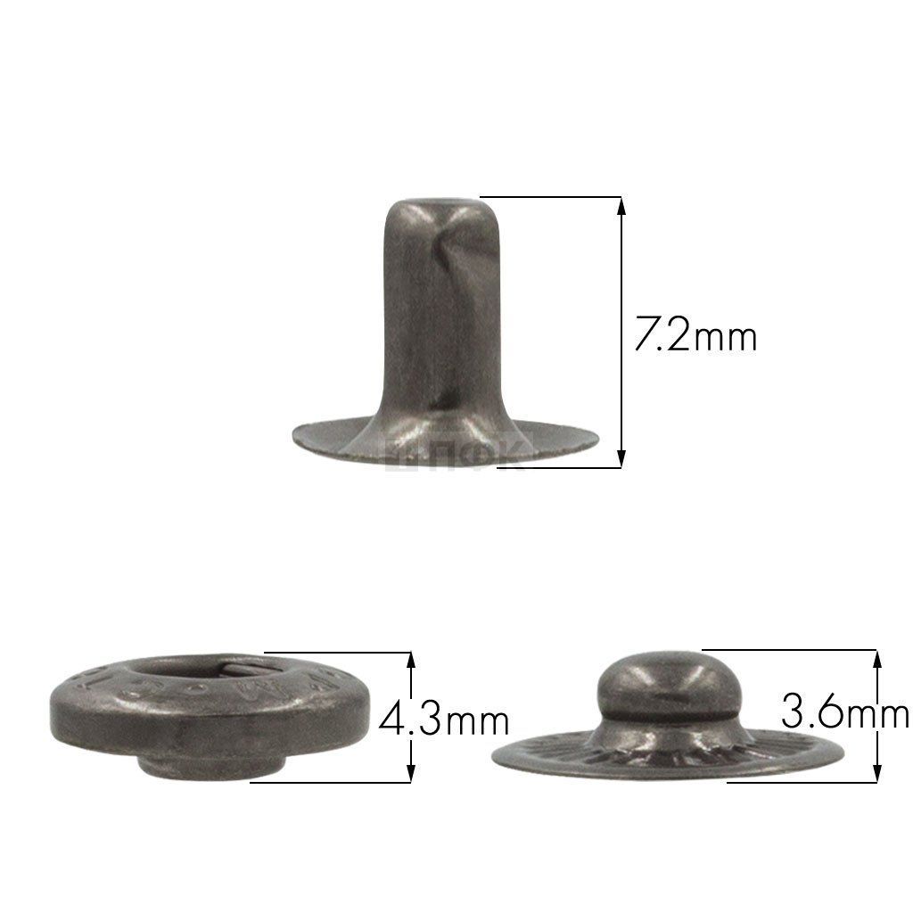 3 Части кнопки для одежды 12,5мм Альфа сталь цв никель тем (уп 1440шт) STORM 