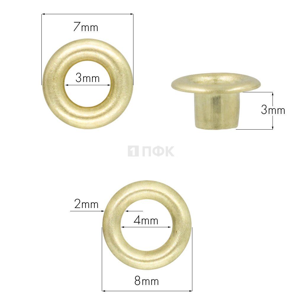 Люверсы №17 3мм латунь цв золото (уп 5000шт) 