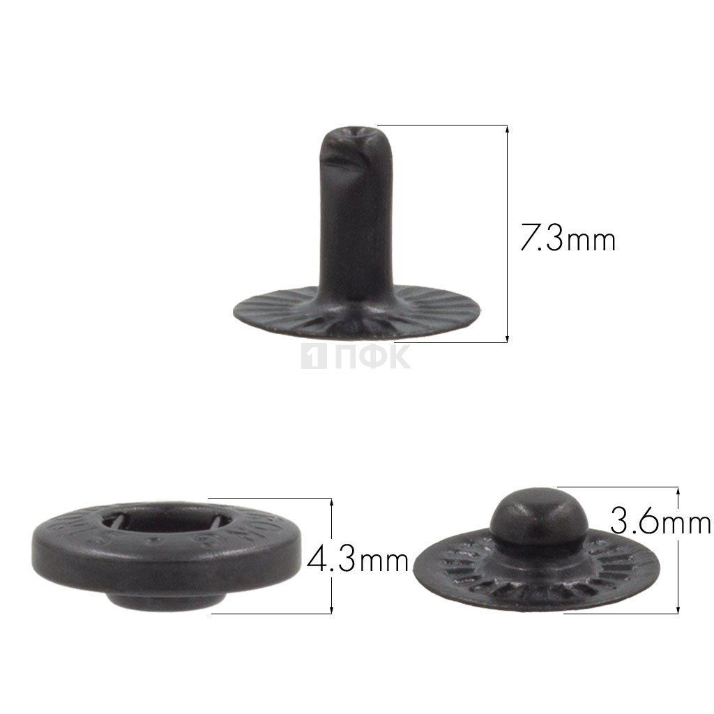 3 Части кнопки для одежды 12,5мм Альфа латунь цв оксид (уп 1440шт) STRONG