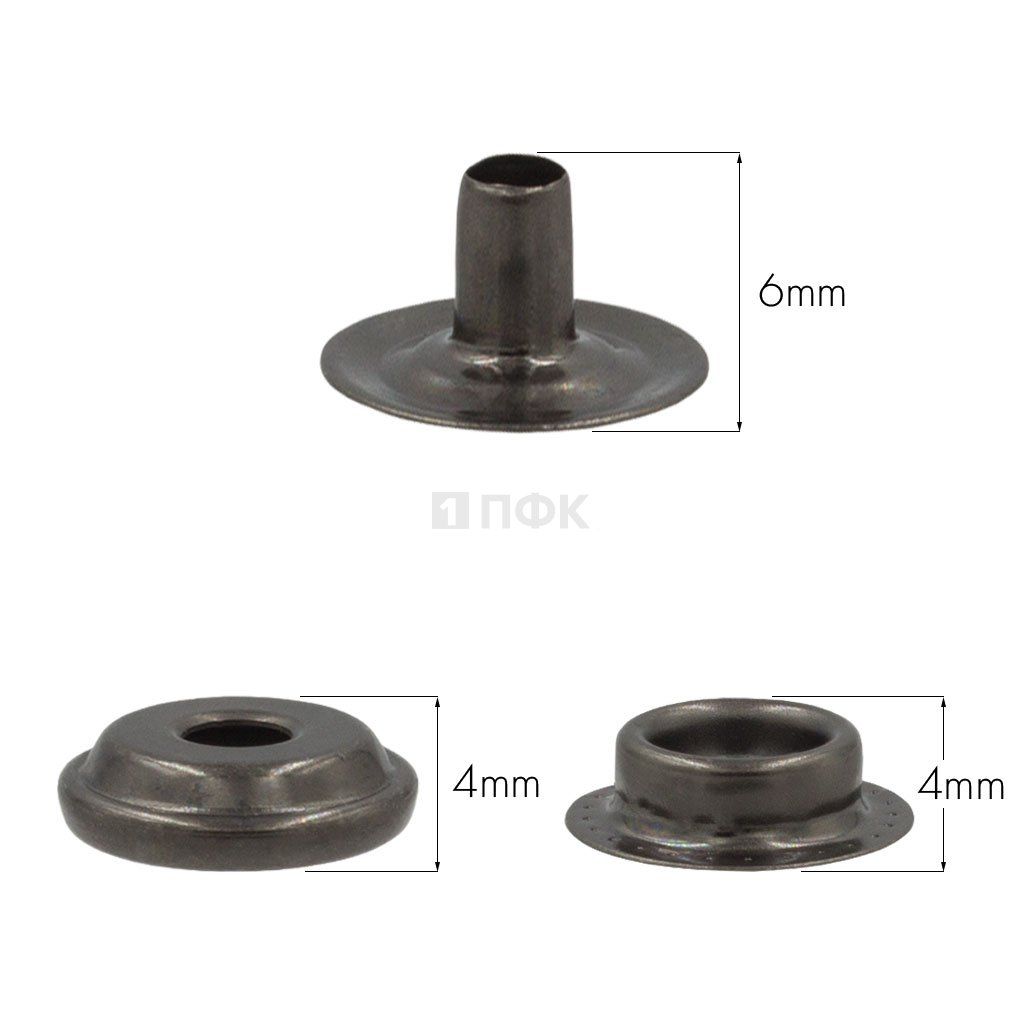 3 Части кнопки для одежды 15мм №61 сталь цв никель тем (уп 720шт) STRONG