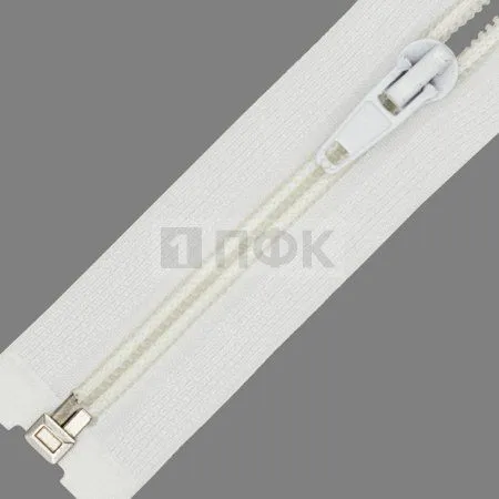Молния спиральная (витая) тип 5 60см разъем цв 101 белый (уп 100шт) улучшен 18гр/рулонка 3,2гр/бег